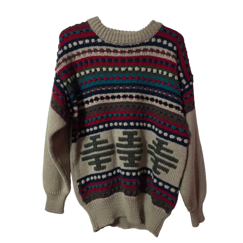 Together! Mens XL Sweater Multicolor Vintage Geometric Fair Isle Knit Pullover